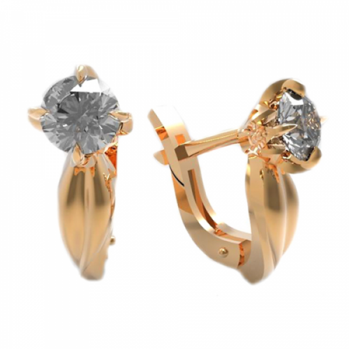 Серьги из золота 585 пробы с фианитом
