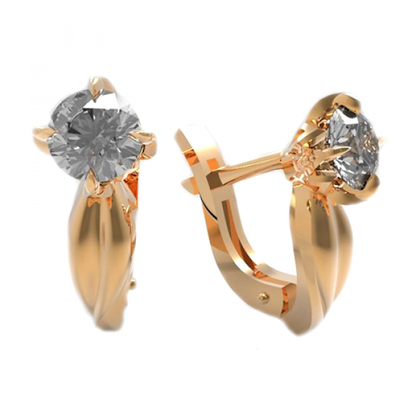 Серьги из золота 585 пробы с фианитом