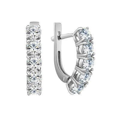 Серьги из серебра 925 пробы с фианитом