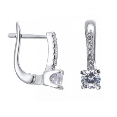Серьги из серебра 925 пробы с фианитом