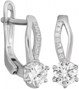 Серьги из серебра 925 пробы с фианитом