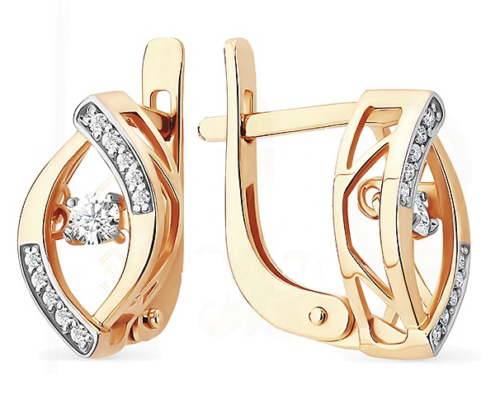 Серьги из золота 585 пробы с фианитом