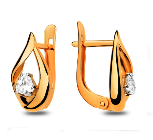 Серьги из золота 585 пробы с фианитом