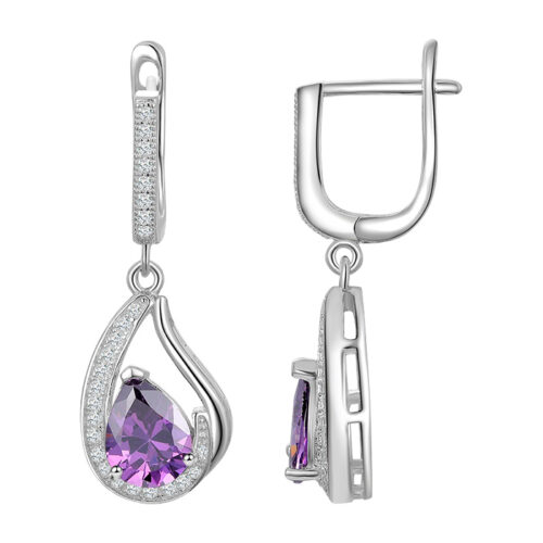 Серьги подвесные из серебра 925 пробы с фианитом