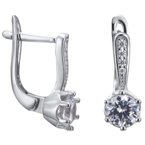 Серьги из серебра 925 пробы с фианитом