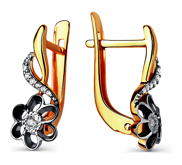 Серьги из золота 585 пробы с фианитом