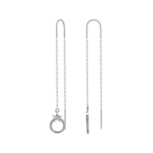 Серьги продевки из серебра 925 пробы с фианитом