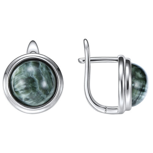 Серьги из серебра 925 пробы с серафинитом