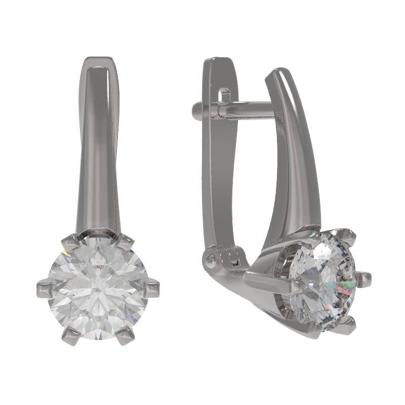 Серьги из серебра 925 пробы с фианитом