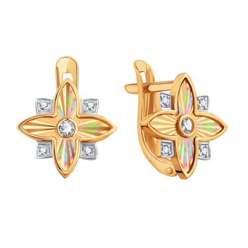 Серьги из золота 585 пробы с фианитом