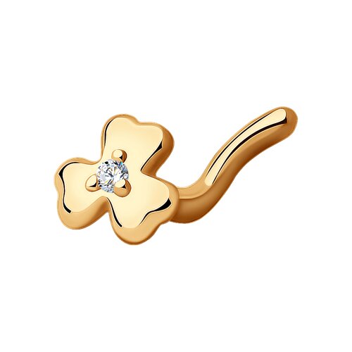 Серьга д/пирсинга из золота 585 пробы с фианитом