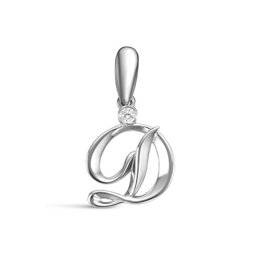Подвеска Буквы из серебра 925 пробы с фианитом