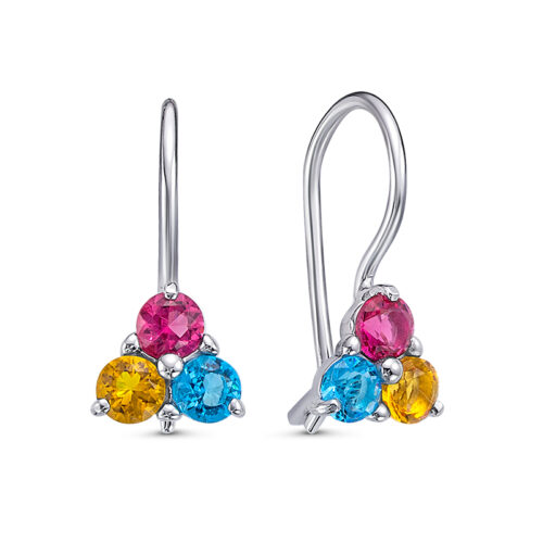 Серьги детские из серебра 925 пробы с кварцем