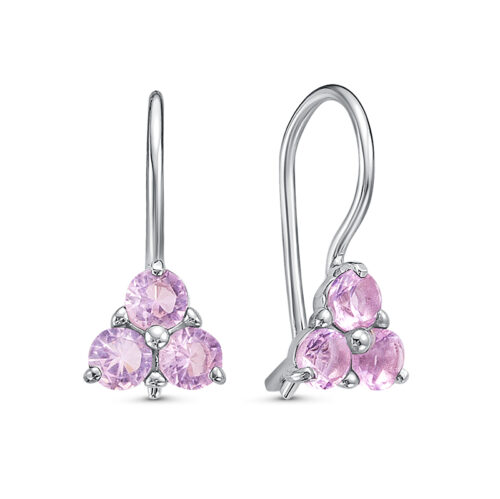 Серьги детские из серебра 925 пробы с кварцем