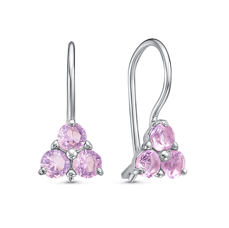 Серьги детские из серебра 925 пробы с кварцем