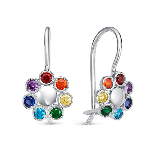 Серьги детские из серебра 925 пробы с фианитом