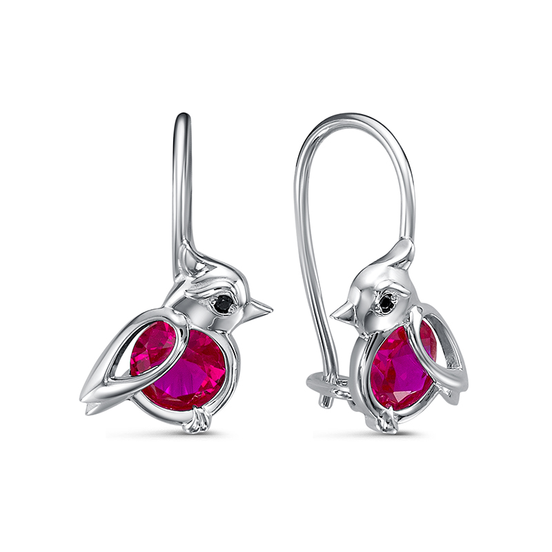Серьги детские из серебра 925 пробы с фианитом