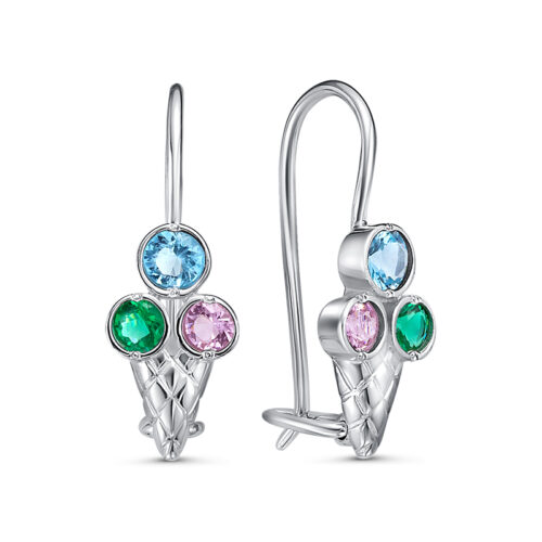 Серьги детские из серебра 925 пробы с кварцем