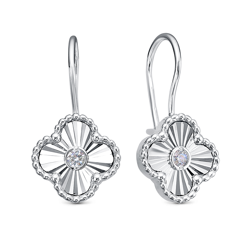 Серьги детские из серебра 925 пробы с фианитом