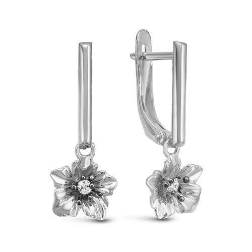 Серьги подвесные из серебра 925 пробы с фианитом
