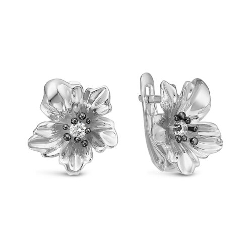 Серьги из серебра 925 пробы с фианитом