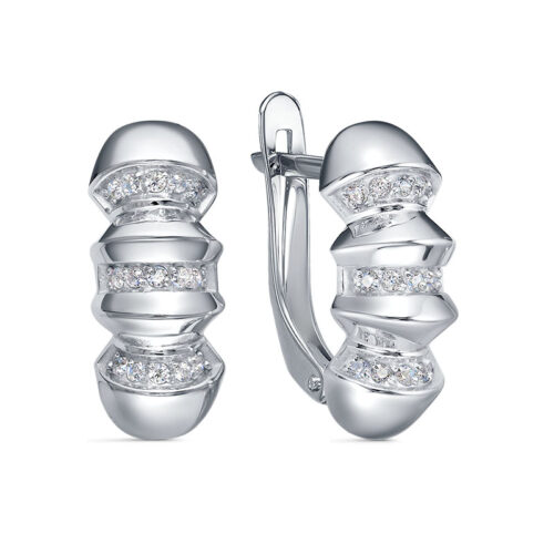 Серьги из серебра 925 пробы с фианитом