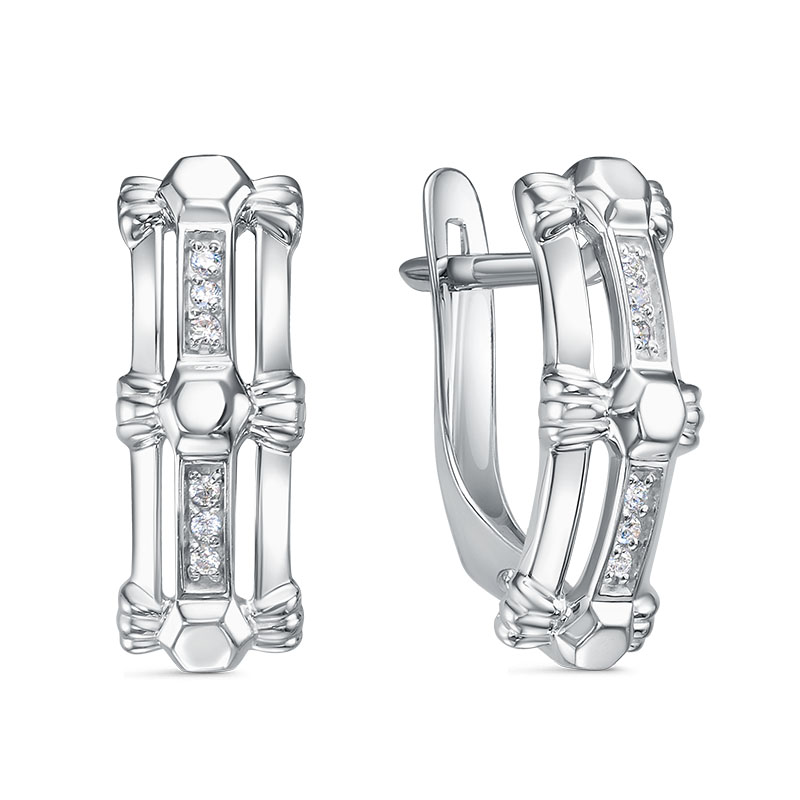 Серьги из серебра 925 пробы с фианитом