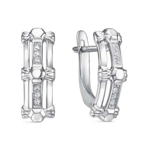 Серьги из серебра 925 пробы с фианитом