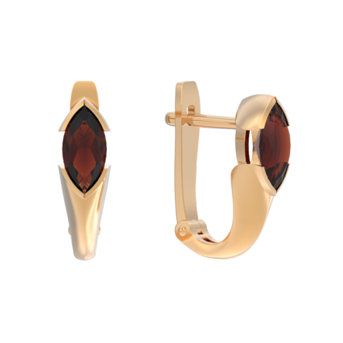 Серьги из золота 585 пробы с гранатом