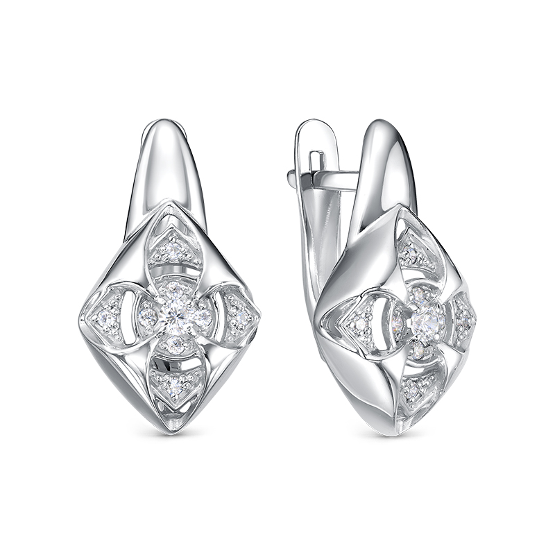 Серьги из серебра 925 пробы с фианитом