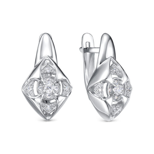 Серьги из серебра 925 пробы с фианитом