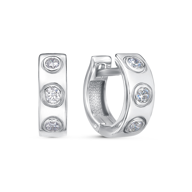 Серьги из серебра 925 пробы с фианитом