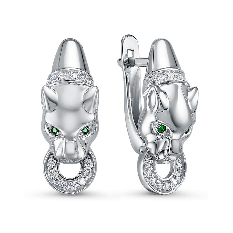Серьги из серебра 925 пробы с фианитом