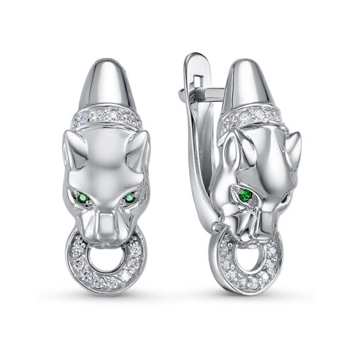 Серьги из серебра 925 пробы с фианитом