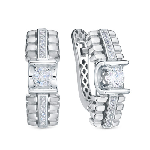 Серьги из серебра 925 пробы с фианитом