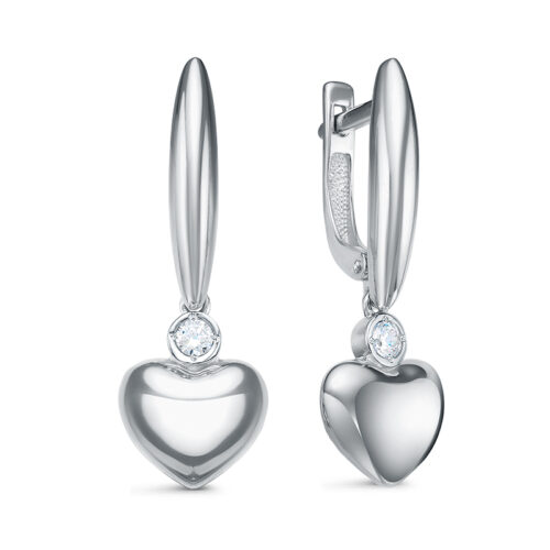 Серьги подвесные из серебра 925 пробы с фианитом