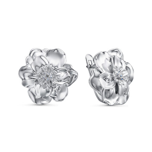 Серьги из серебра 925 пробы с фианитом