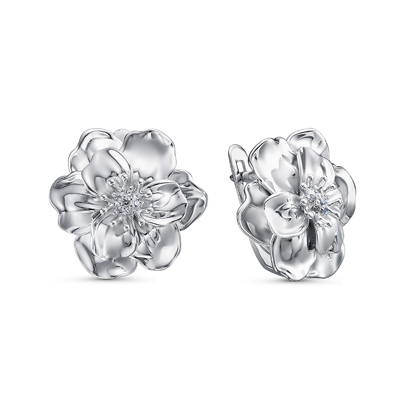 Серьги из серебра 925 пробы с фианитом