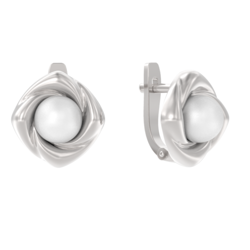 Серьги из серебра 925 пробы с жемчугом