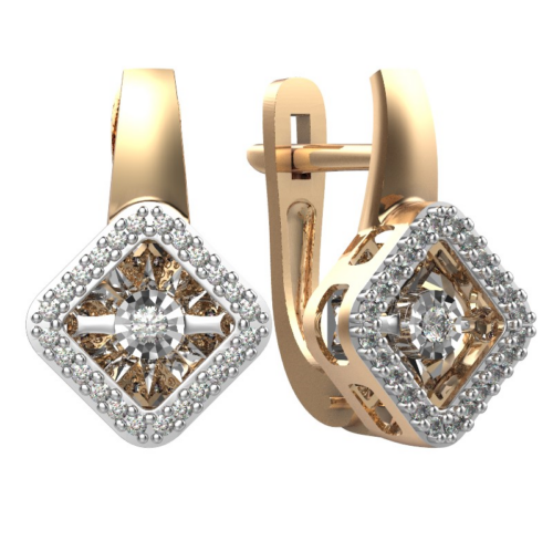 Серьги из золота 585 пробы с бриллиантом