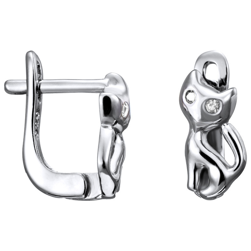 Серьги детские из серебра 925 пробы с фианитом