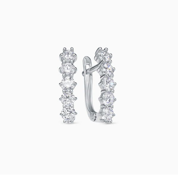 Серьги из серебра 925 пробы с фианитом