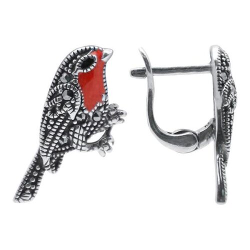 Серьги из серебра 925 пробы с марказитом