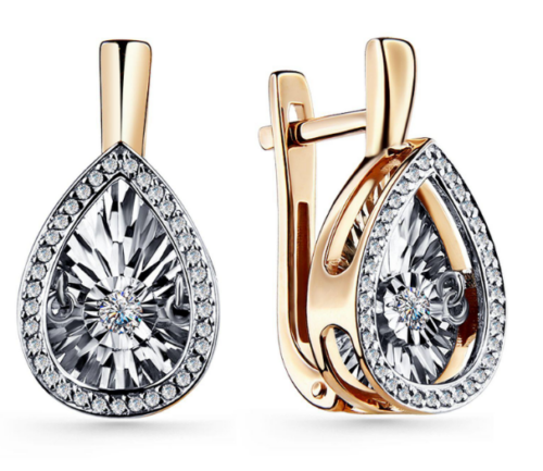 Серьги из золота 585 пробы с бриллиантом