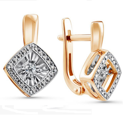 Серьги из золота 585 пробы с бриллиантом