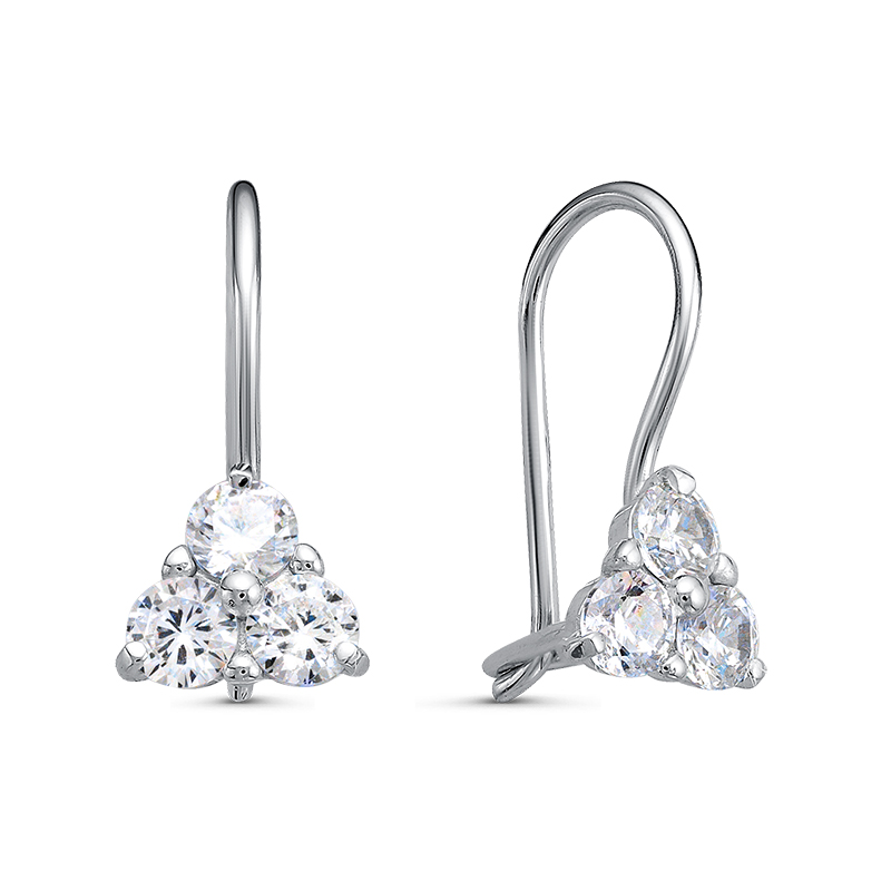 Серьги детские из серебра 925 пробы с фианитом