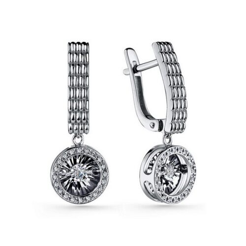 Серьги подвесные из серебра 925 пробы с фианитом