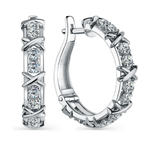 Серьги из серебра 925 пробы с фианитом