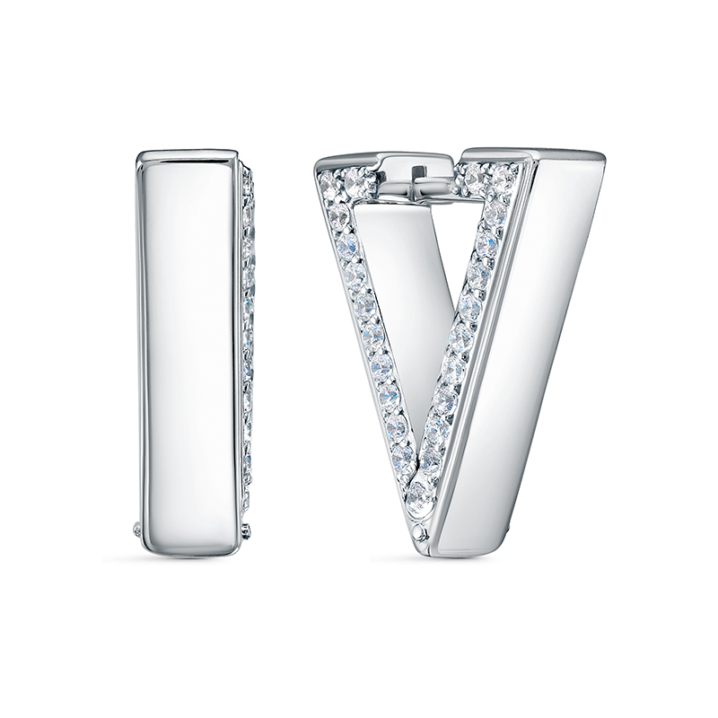 Серьги из серебра 925 пробы с фианитом