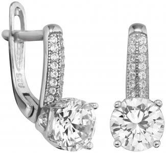 Серьги из серебра 925 пробы с фианитом